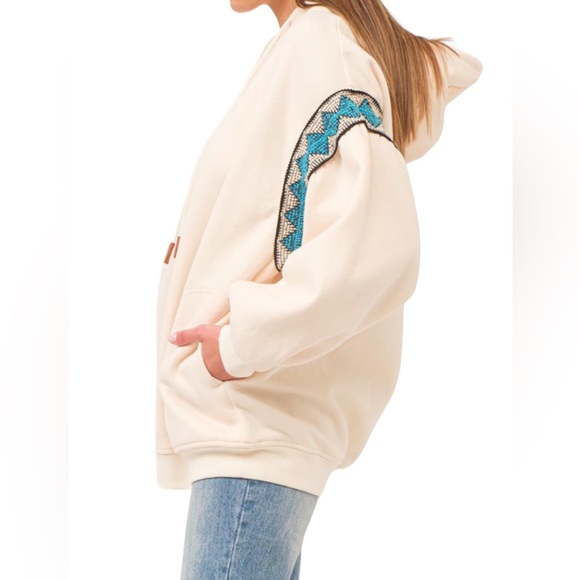The GREii brand Ivory Relaxed Fit Hoodie with Trim Details Hoodie - Picture 3 of 6